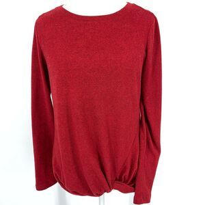 Christopher & Banks red heather faux knot front sweater, size M